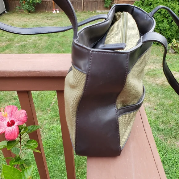 VINTAGE Bag LIZ CLAIBORNE Olive Green Roomy Vegan - Picture 4 of 13